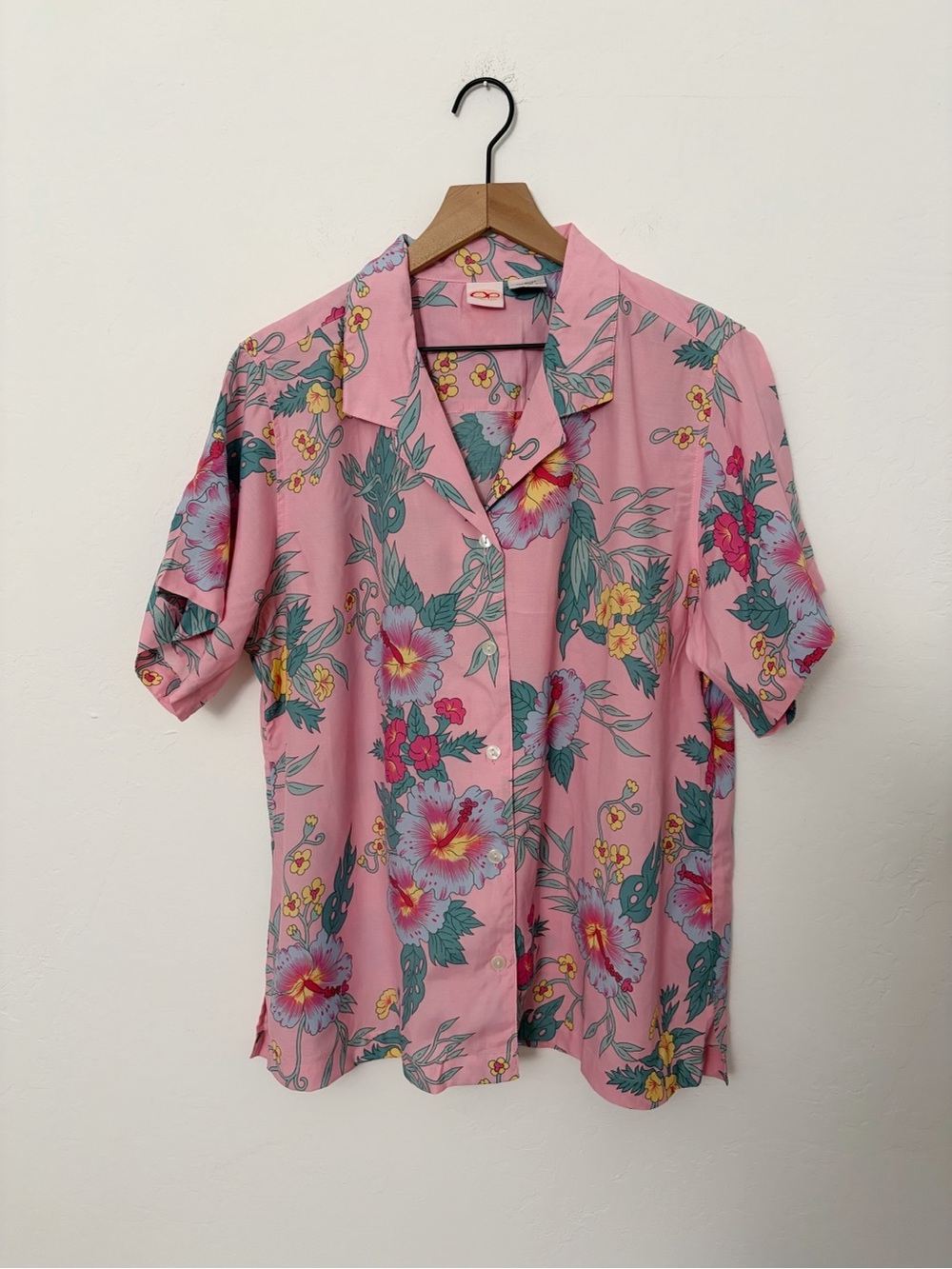 Vintage OP Pink Hawaiian Floral Shirt